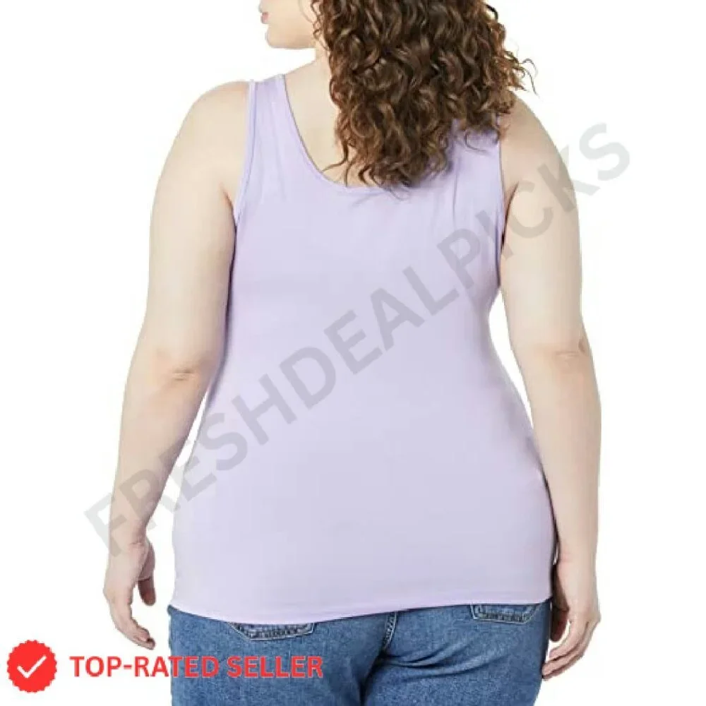 Plus Size Slim Fit Tank Tops Pack of 2 Soft Cotton Modal Rib Essential - Picture 4 of 7